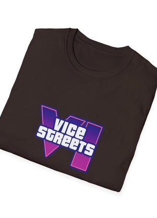 T-Shirt — 'Vice Streets' Retro Logo Front & 'Wanted' Rainbow Stars Back