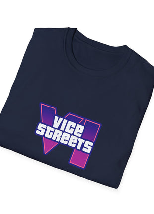 T-Shirt — 'Vice Streets' Retro Logo Front & 'Wanted' Rainbow Stars Back