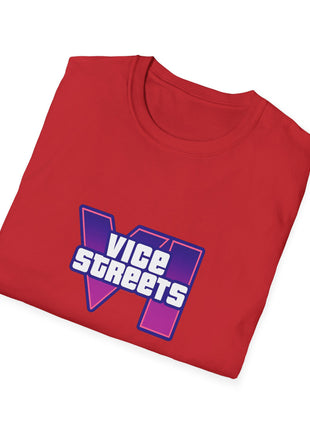 T-Shirt — 'Vice Streets' Retro Logo Front & 'Wanted' Rainbow Stars Back