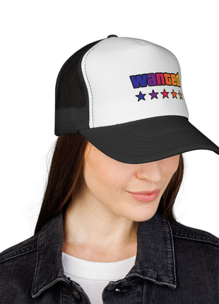 Trucker Cap — "Wanted" Retro Rainbow Stars Hat