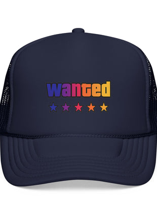 Trucker Cap — "Wanted" Retro Rainbow Stars Hat