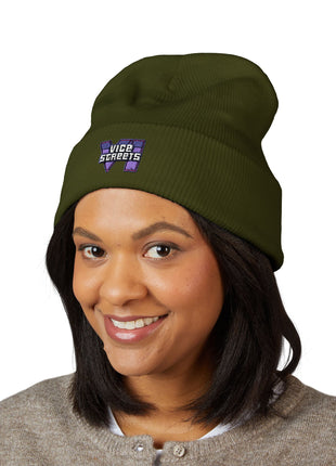 Copy of Embroidered 'The Streets' Logo Cuffed Beanie — Retro Purple Graphic Knit Hat