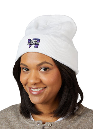 Copy of Embroidered 'The Streets' Logo Cuffed Beanie — Retro Purple Graphic Knit Hat