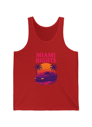 Miami Nights Tank Top — Retro Sunset Car Graphic "Miami Nights" Beach Vest