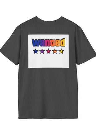 T-Shirt — 'Vice Streets' Retro Logo Front & 'Wanted' Rainbow Stars Back
