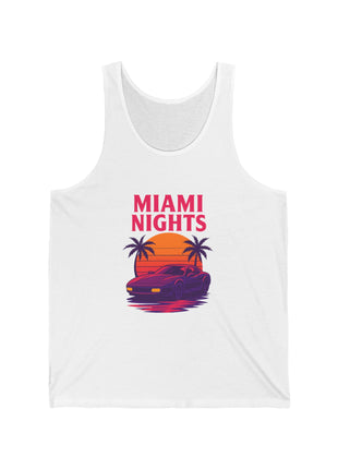 Miami Nights Tank Top — Retro Sunset Car Graphic "Miami Nights" Beach Vest