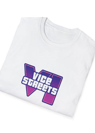 T-Shirt — 'Vice Streets' Retro Logo Front & 'Wanted' Rainbow Stars Back