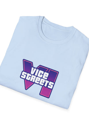 T-Shirt — 'Vice Streets' Retro Logo Front & 'Wanted' Rainbow Stars Back
