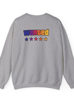 Miami Nights Sweatshirt — Retro Palm Beach Sunset Crewneck (’Wanted’ Back Graphic)