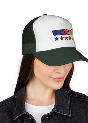 Trucker Cap — "Wanted" Retro Rainbow Stars Hat
