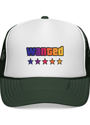 Trucker Cap — "Wanted" Retro Rainbow Stars Hat