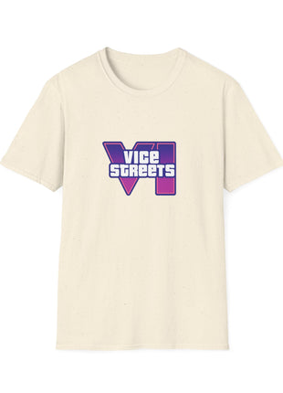 T-Shirt — 'Vice Streets' Retro Logo Front & 'Wanted' Rainbow Stars Back